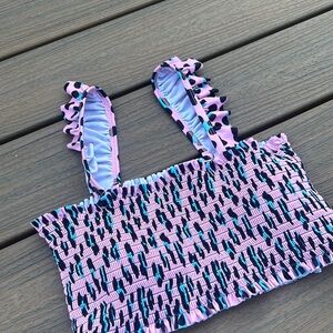 Summer Mac Pink Blue Cheetah Bikini Top Size Large